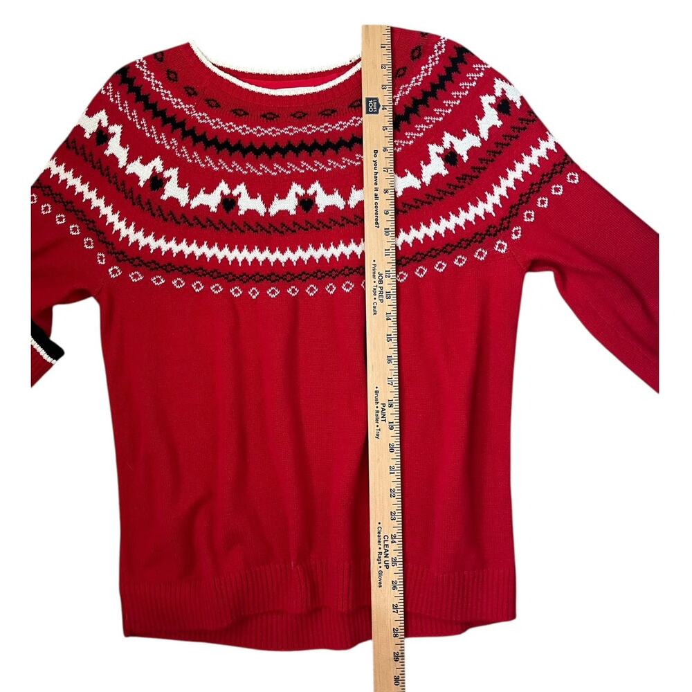 Charter Club Scottie Dog Fair Isle Sweater Novelty Christmas Holiday Red Size XL - Picture 13 of 14